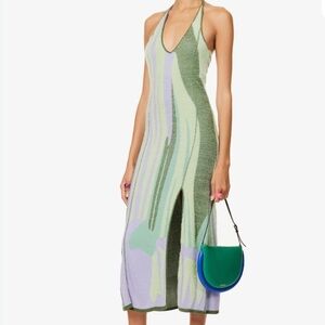 House of Sunny Mint, Lavender & Olive Knit Midi Dress